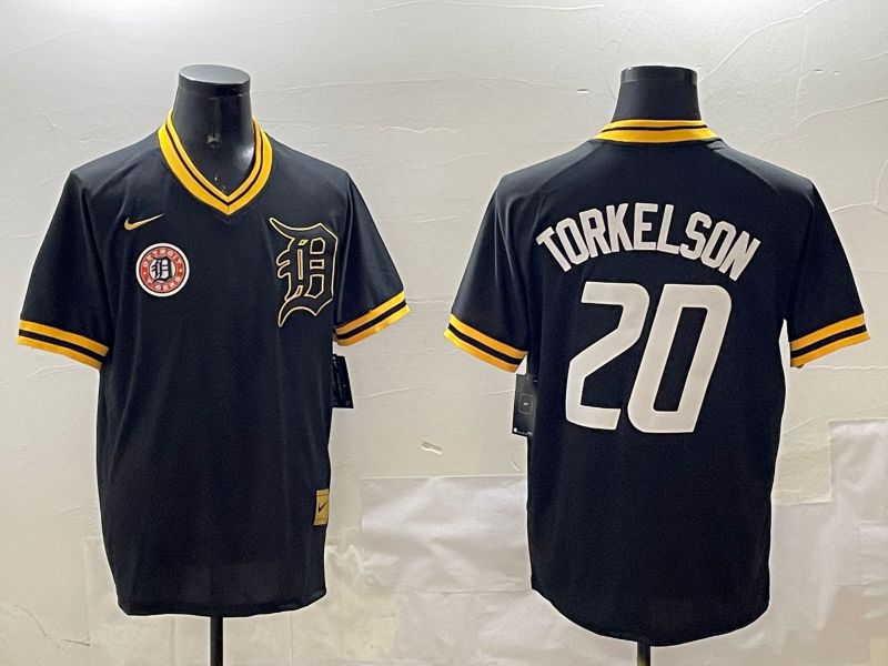 Men Detroit Tigers 20 Torkelaon Black Gold Game 2025 Nike MLB Jersey style 6